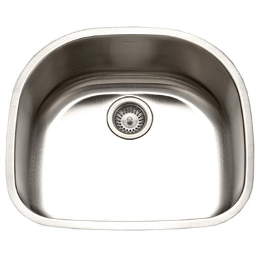 Houzer Eston Series Undermount Stainless Steel Single D Bowl Kitchen Sink, 18 Gauge Bar Sink - Undermount Houzer